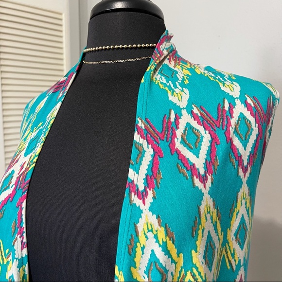 Turquoise Haven Western Pattern Fringe Vest Size S - Picture 4 of 10